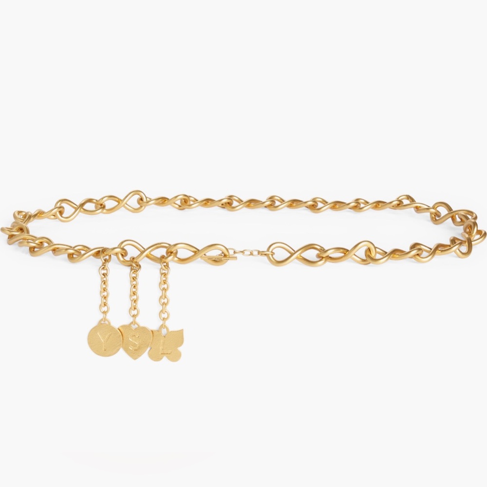 NWT • SAINT LAURENT • Chain Infinity Charm Belt • Gold • Size 85 • Luxury